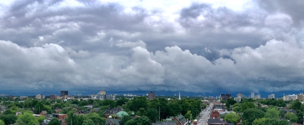 Panorama of Ottawa on a stormy day just before the rain falls.